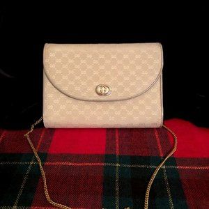 Vintage Gucci Logo Canvas Cross Body Clutch Purse